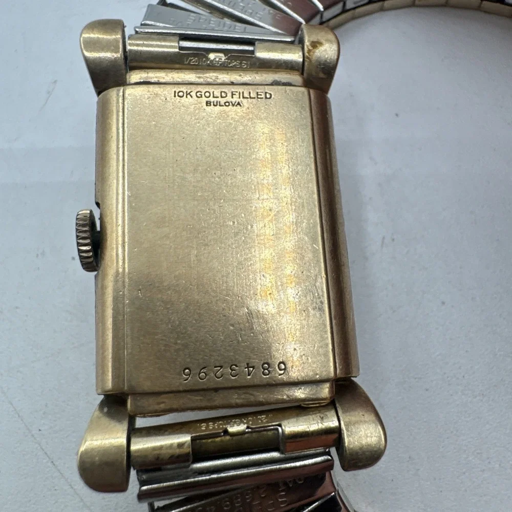 Lot Of 2 BULOVA 10K Gold Filled Vintage 1940s-50s Men's Sub-Seconds Square Watch